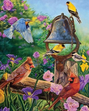 pflaume vögel Ölbilder verkaufen - Vögel Papagei und Ring